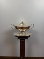 Vintage French Silver Plate Tureen With Underplate, Double Handle Serving Dish