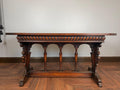 Antique Style Carved Wood Console Table Renaissance Revival Cherub Lion Griffin Sofa Table