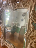 Antique Baroque Style Ornate Table Mirror Victorian Cast Metal Frame Vanity Accent Piece Rococo French Revival Design Decoration Gift
