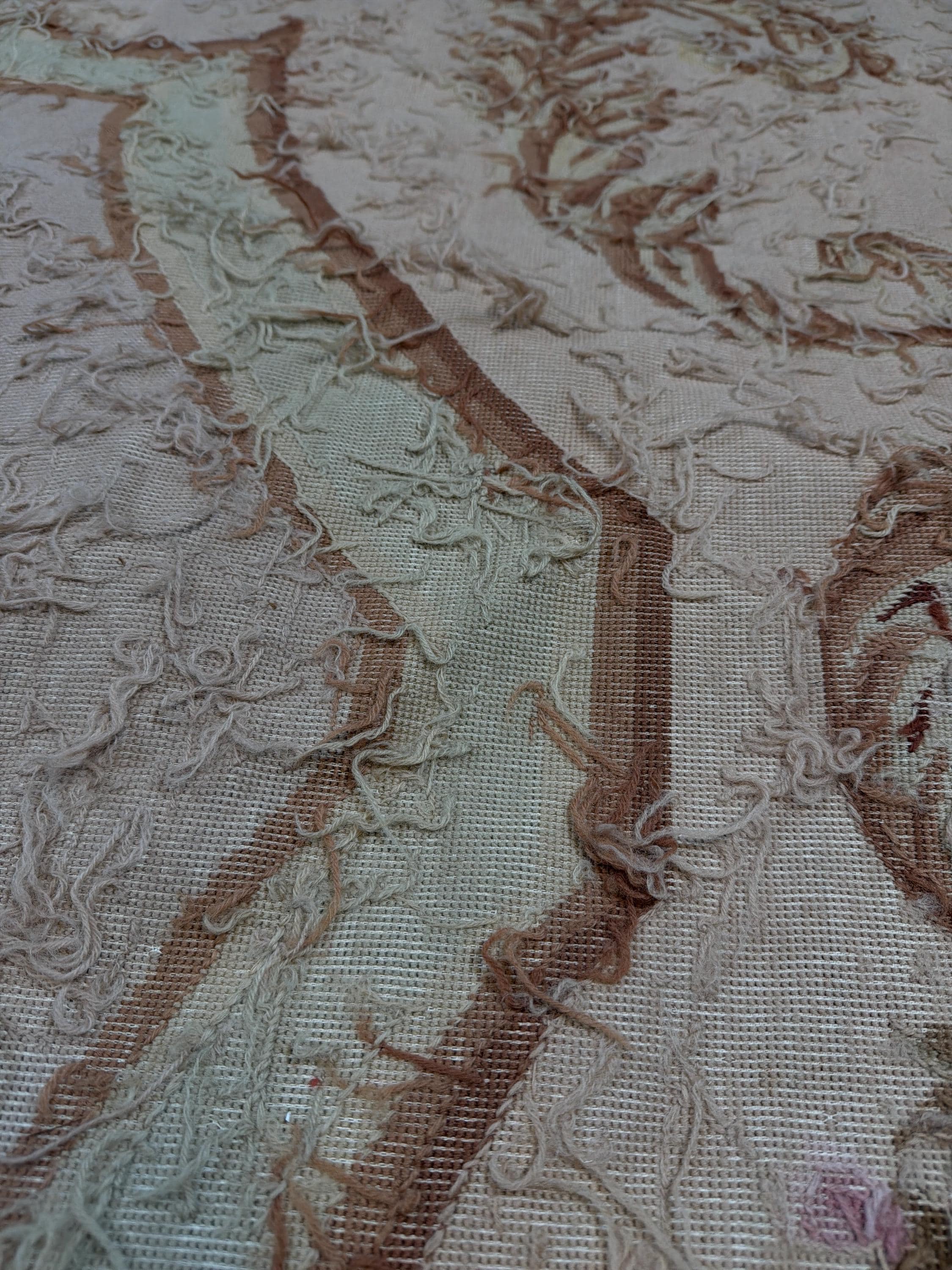 Oversized French Aubusson Style Needlepoint Rug, Floral Mansion Carpet, Shabby Chic Estate Decor