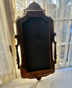 Antique Wall Mirror Victorian Style Ornate Frame Beveled Glass Portrait Detail Rococo Decor Hanging Mirror Carved Wood Gold Finish Accent