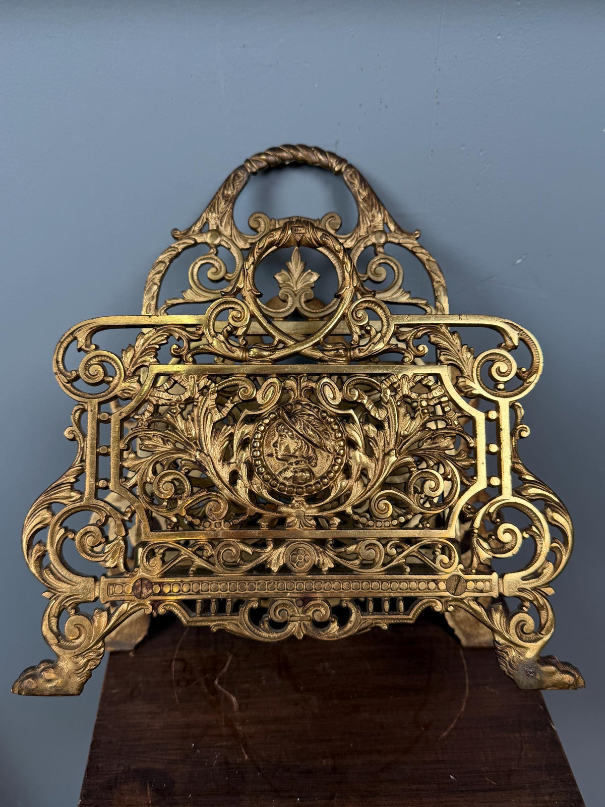 Antique Cast Iron Letter Magazine Holder Ornate Victorian Desk Organizer  Bradley  Hubbard B&H