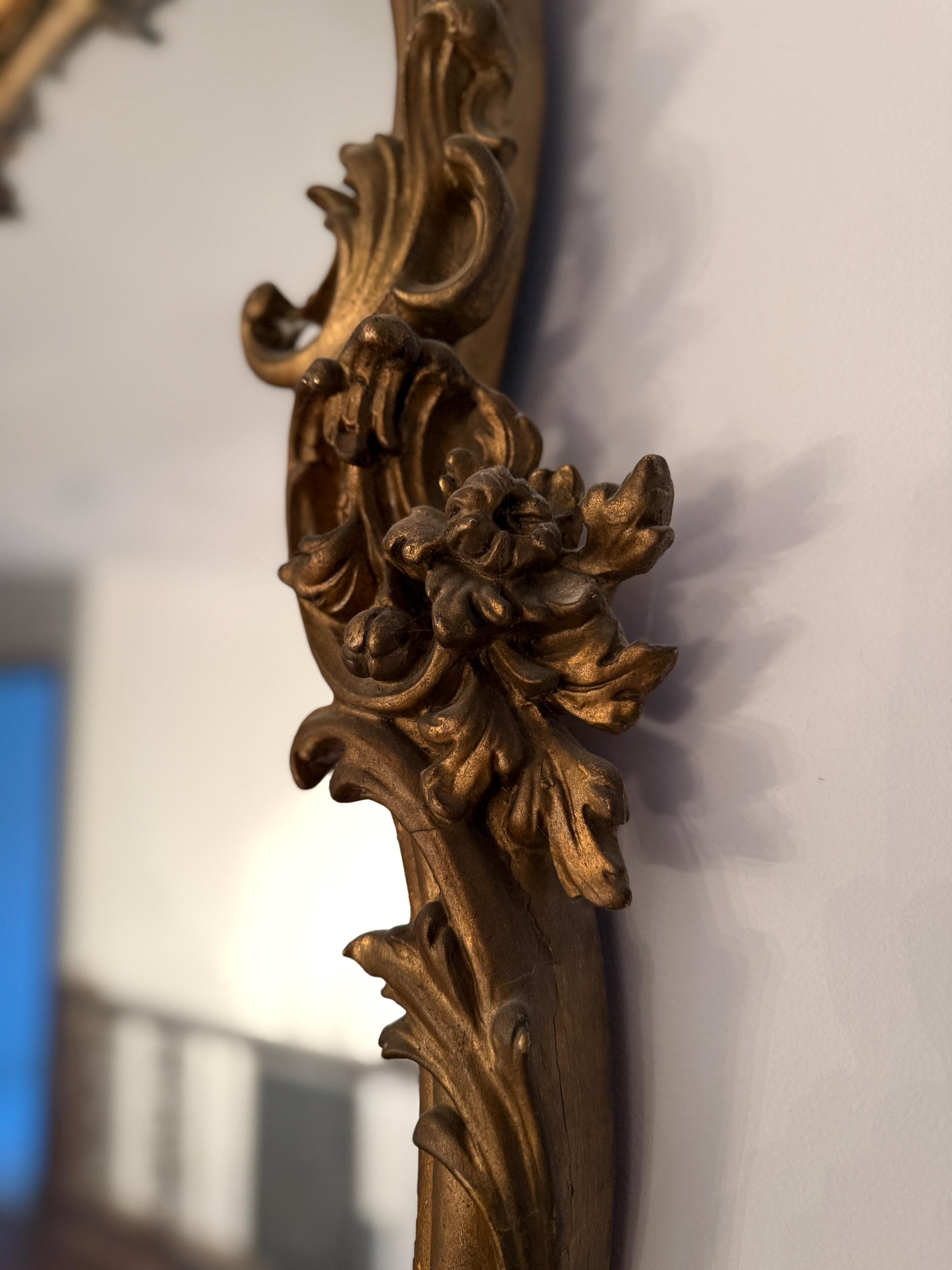 Antique French Rococo Mirror Ornate Gilded Wall Mirror Cherub Detail Rare 19th C. Baroque Style Victorian Mirror Luxurious Home Decoration