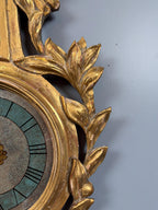 Antique French Giltwood Wall Clock, Carved Gold Leaf Lovebird Clock, Louis XVI Neoclassical Decor
