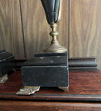 Antique Bronze Black Marble Five Light Candelabra Pair Empire Style Classical Urn Shape Candle Holders Home Decor Regency French Accent