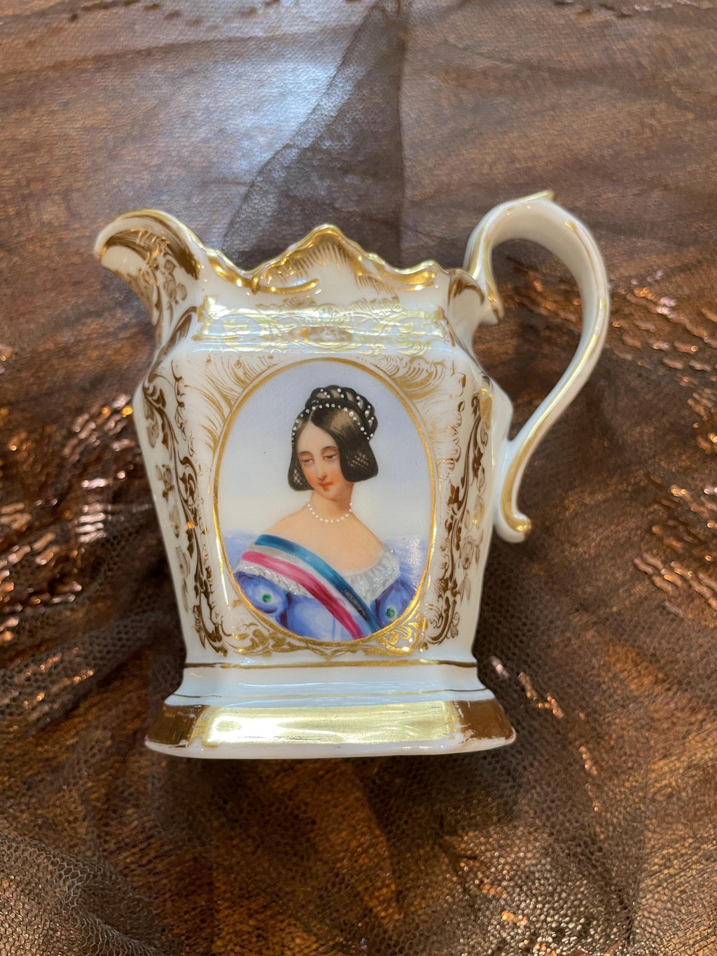 Very Old Paris Portrait Gold Gilt Porcelain Hand Painted Creamer Sugar Bowl Coffee Pot Victorian Ornate Gilded Serving Tray French Tea Set