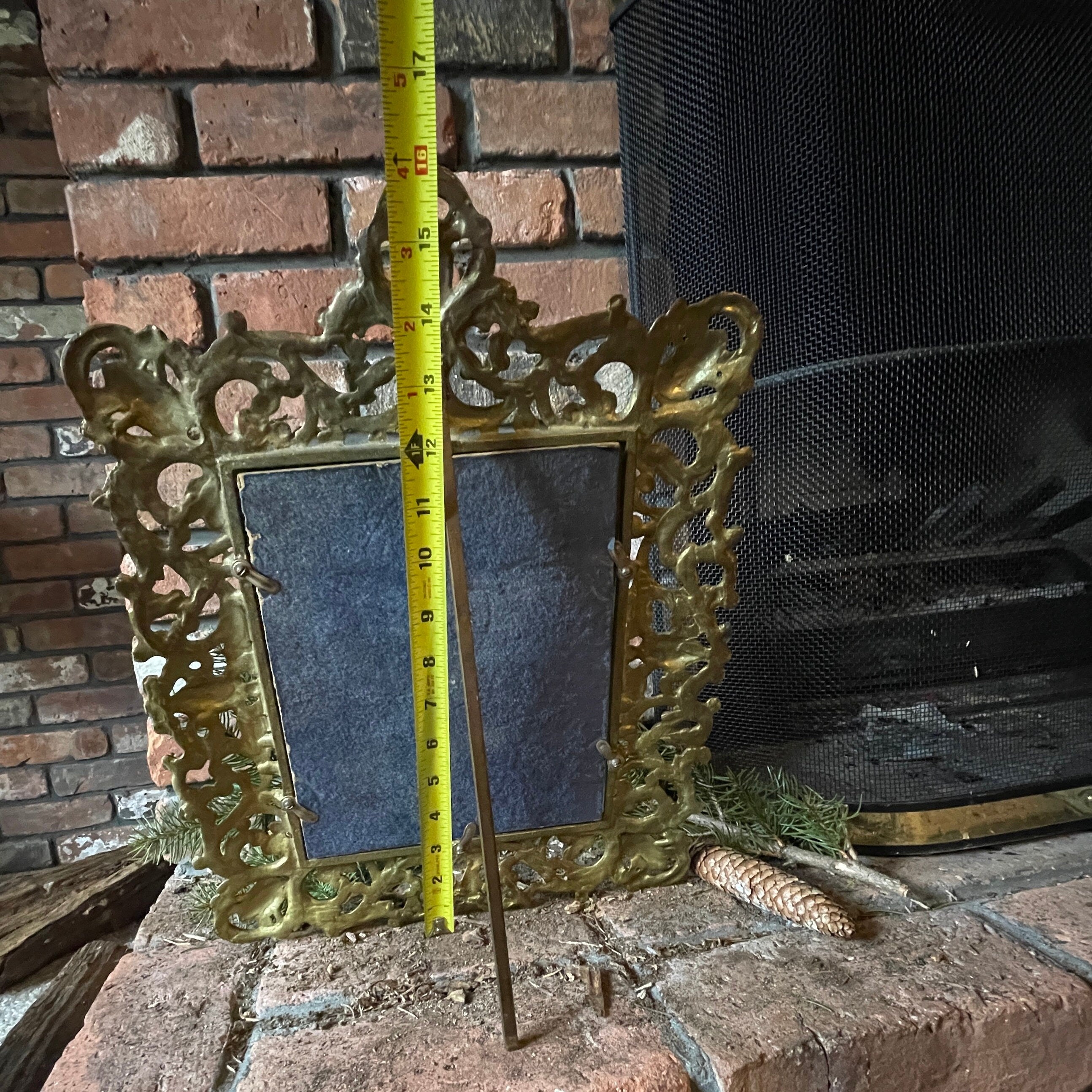 Vintage Victorian Style Gold Brass Pictures Frame with Easel Back 16"12"