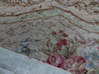 Oversized French Aubusson Style Needlepoint Rug, Floral Mansion Carpet, Shabby Chic Estate Decor