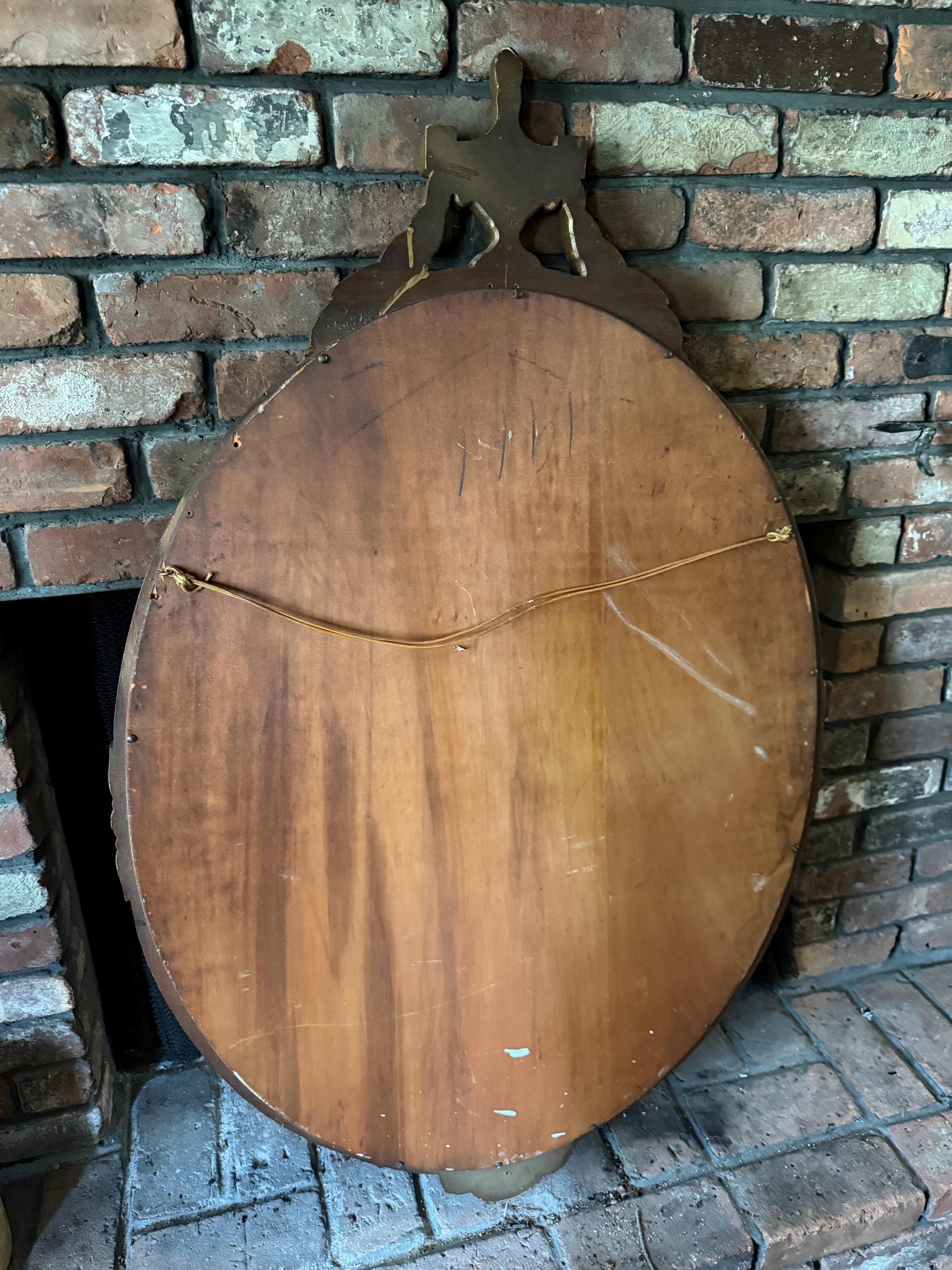 Vintage Gold Wood Ornate Mirror Oval Large Framed Mirror Elegant Decorative Wall Accent Classic Piece  Living Room Wall Hanging Home Décor