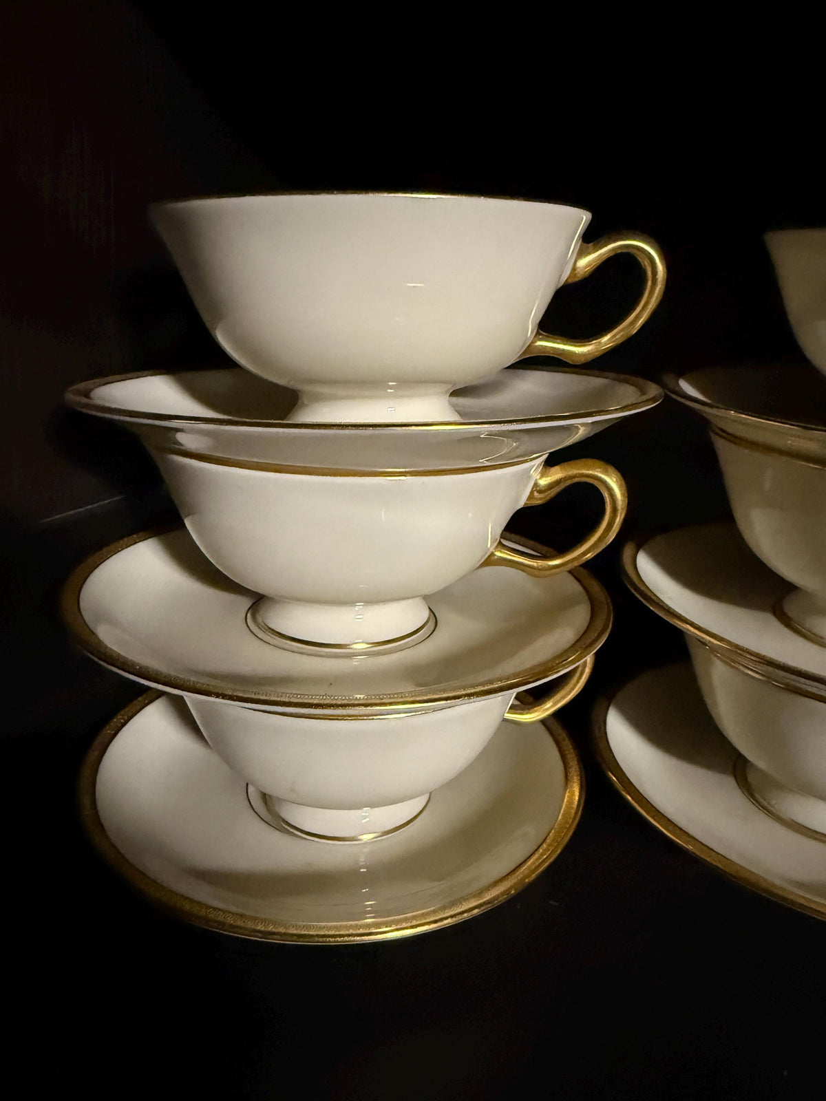 Set of 6 Lenox Windsor Teacups Saucers Gold Trim Ivory Gold Trim Set Elegant Lenox Windsor Tea  Cup  Saucer Pairs Ivory Porcelain Gold Set