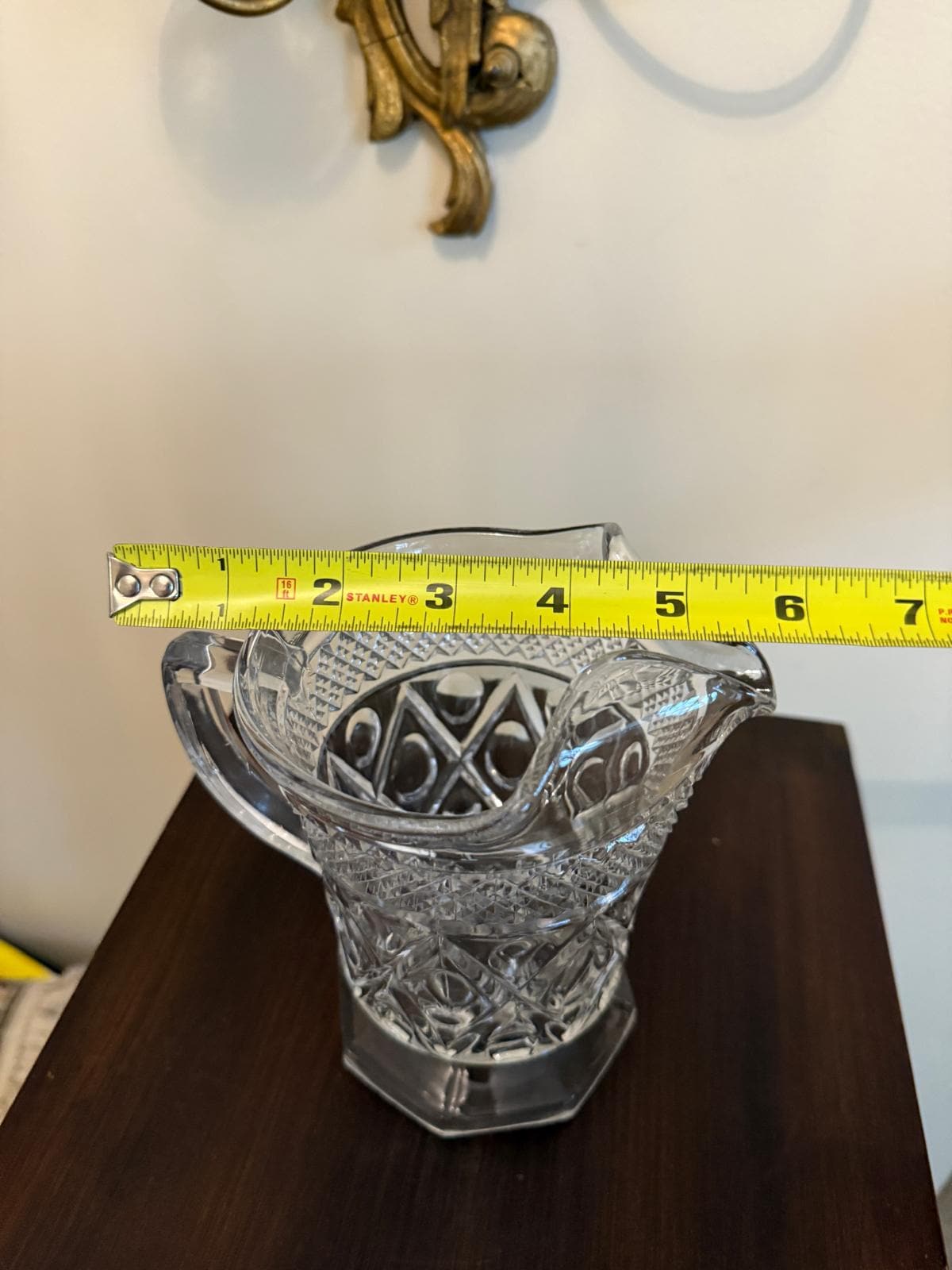 Vintage Clear Pressed Glass Drinkware Set with Mini Pitcher, Elegant Cut Glass Look Set of 8 Goblets & Small Jug Footed Glasses