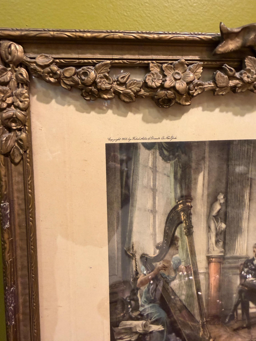Vintage Framed Print “Love’s Melodies”  Ornate Gold Frame Romantic Victorian Scene Wall Art