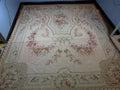 Oversized French Aubusson Style Needlepoint Rug, Floral Mansion Carpet, Shabby Chic Estate Decor