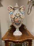 Hand Painted Italian Capodimonte Urn Rococo Cherub Nude Relief Mythological Decoration Baroque Porcelain Centerpiece Collectible Masterpiece