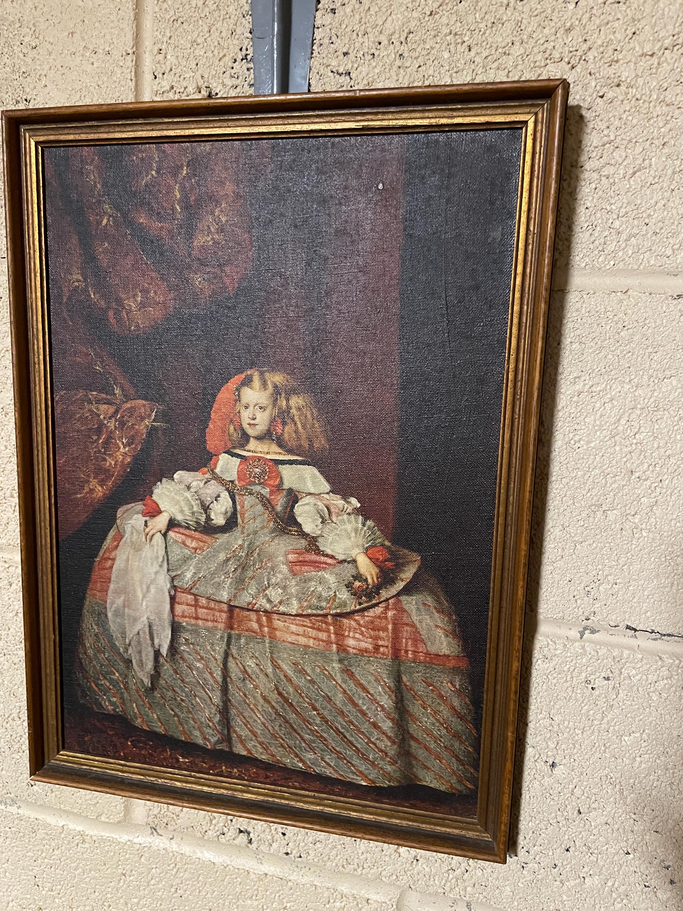 Vintage Framed Canvas Print Young Royal Lady Spanish Baroque Portrait Ornate Dress Wall Decoration Classical Style Old Master Elegant Art