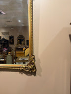 Antique French Rococo Style Gilt Wood Trumeau Mirror with Hand-Painted Floral Panel