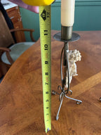 Pair of Vintage Metal Cherub Design Candlesticks Candleholder