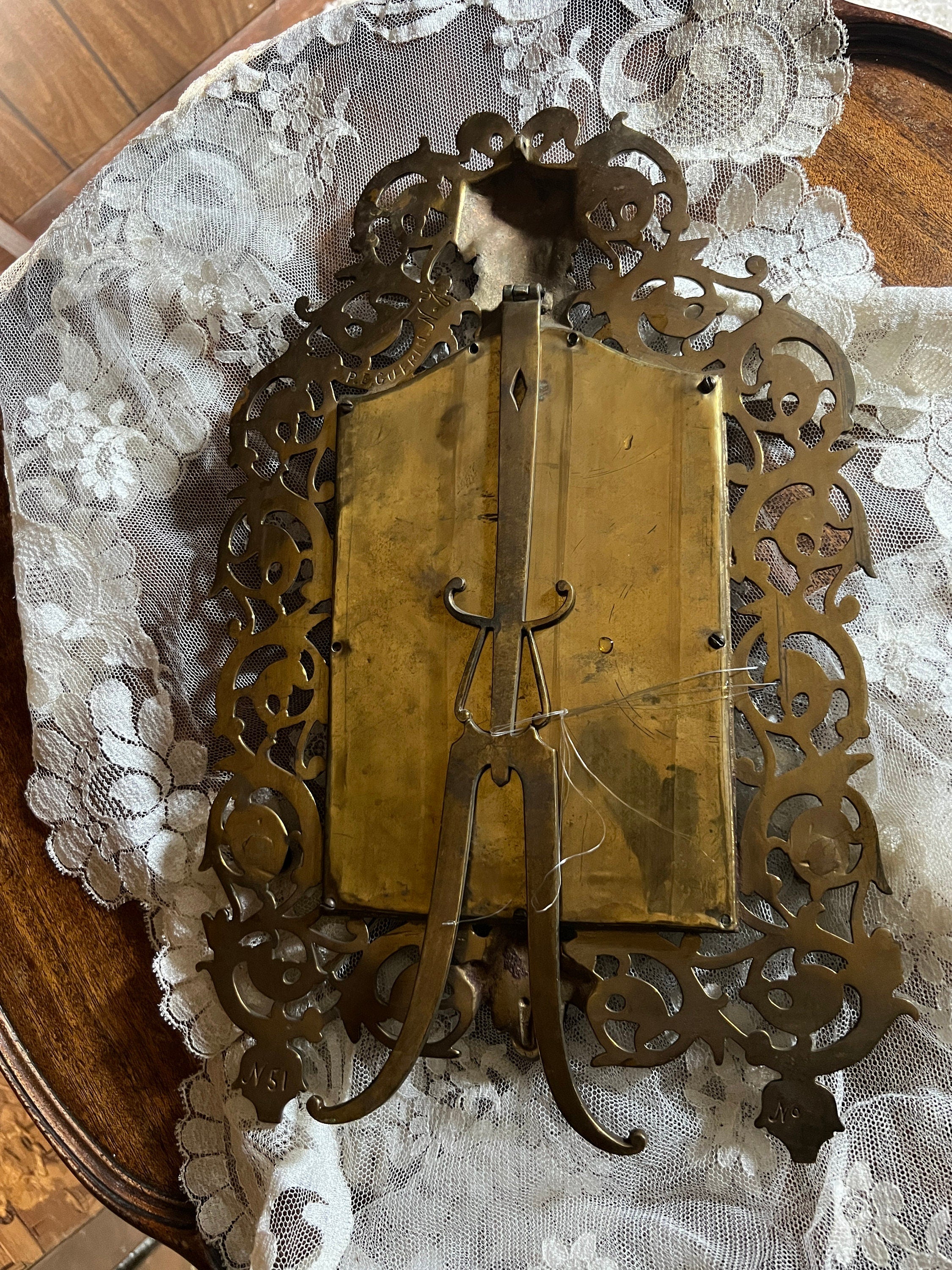 P.E. Guerin Brass And Copper Picture Frame With Repousse Satyr Collectible Mirrored Frame Rare 1850s Ornate Victorian Baroque Decoration