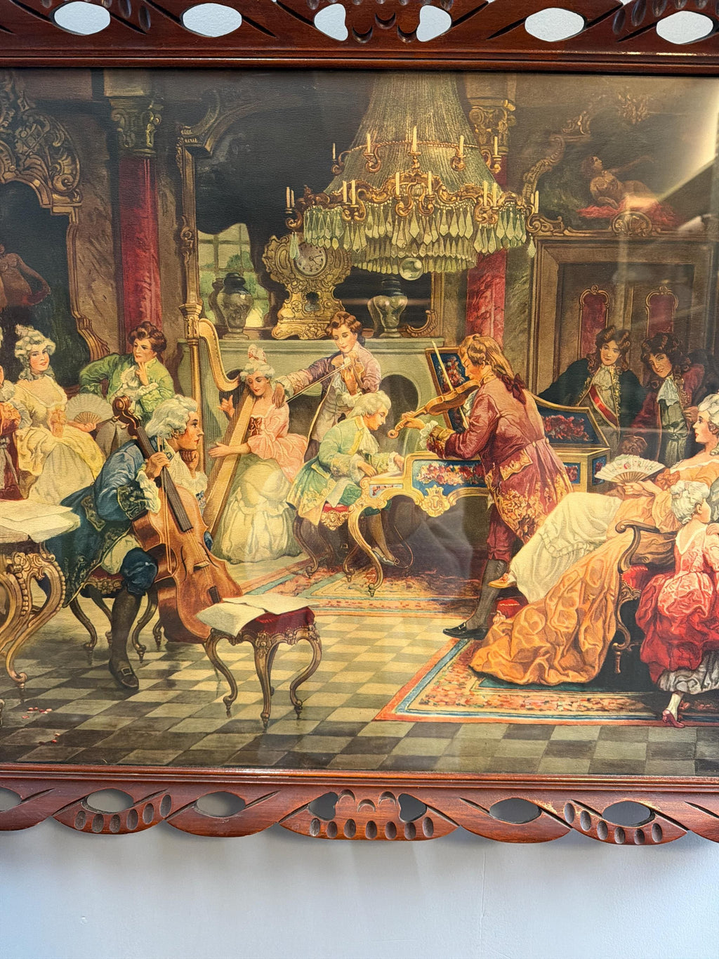 Large Music Scene Framed Print, Ornate Wood Frame, Vintage Victorian Wall Art