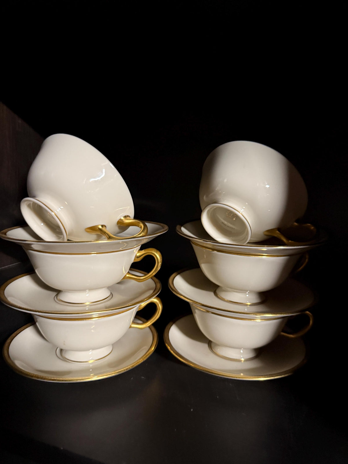 Set of 6 Lenox Windsor Teacups Saucers Gold Trim Ivory Gold Trim Set Elegant Lenox Windsor Tea  Cup  Saucer Pairs Ivory Porcelain Gold Set