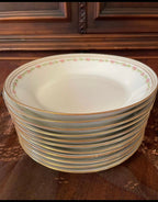 Limoges Old Abbey Porcelain Pink Floral Dinner Set Limoges Dinner Rim Plate Bowl Limoges Serving Dishes Gravy Tray Made in France 62 Pieces