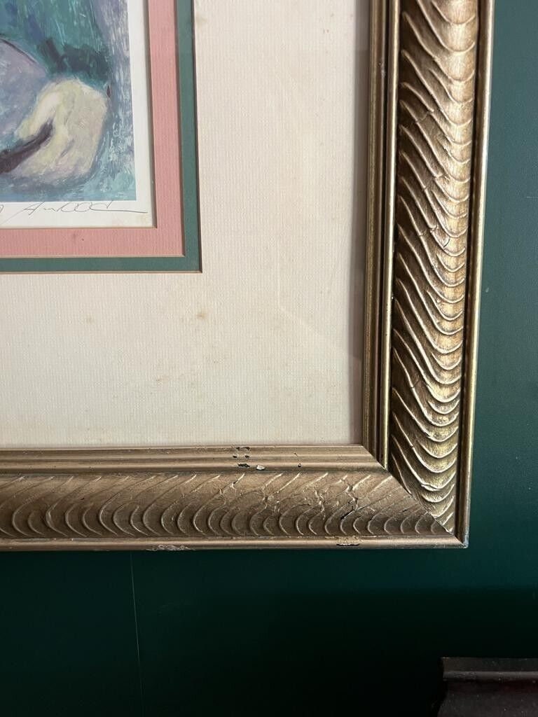 Vintage Barbara Wood Signed Framed Art Print Floral Still Life Elegant Pastel Tones Feminine Interior Statement Wall Decoration Painting