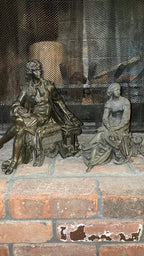 Antique Bronze Figurines Pair of Romantic Style Man and Woman Sculptures Victorian Neoclassical Home Decor Collectible Mantel Ornaments Art