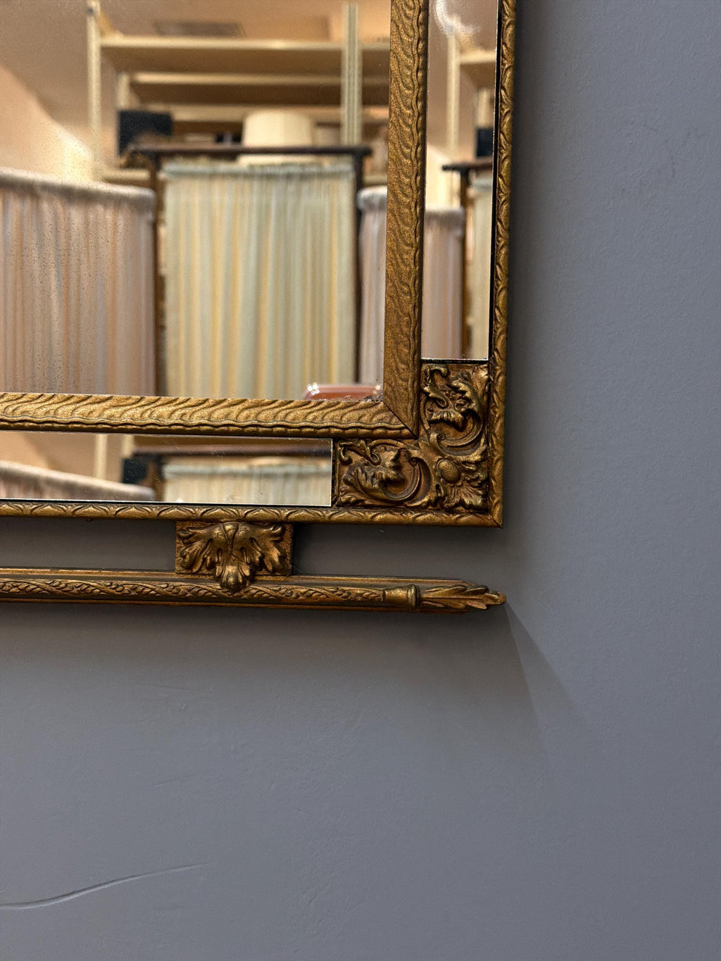 Vintage Gilt Ribbon Mirror, French Style Bow Frame, Hollywood Regency Gold Accent