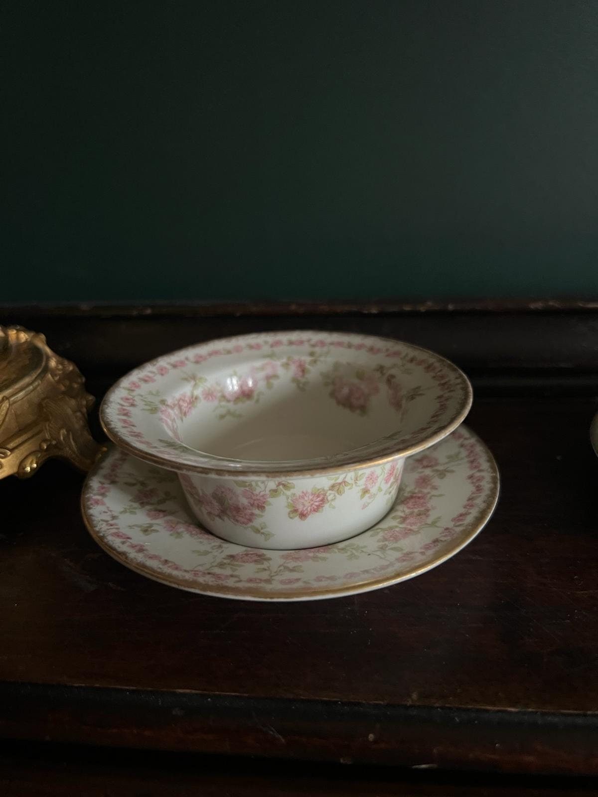 Vintage Haviland France Pink Floral Soup Bowl Set Porcelain Plates Romantic Shabby Chic Tableware Elegant Dining Home Decoration Antique