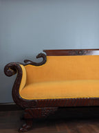 American Empire Revival Mahogany Eagle Arm Sofa – Hand Carved Statement Sofa