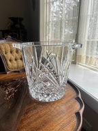 Vintage Cut Crystal Ice Bucket Elegant Starburst Design Heavy Clear Glass Handles Barware Centerpiece Gift Idea Display Timeless Charm