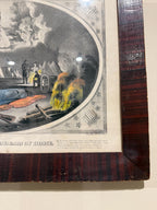 Antique Currier & Ives “The Soldier’s Dream of Home” 1860s Original Hand-Colored Lithograph Civil War Era Medium Folio, Antique Framed Print