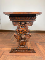 Antique Style Carved Wood Console Table Renaissance Revival Cherub Lion Griffin Sofa Table