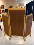Antique French Rococo Folding Screen: Hand-Painted Silk Panels, Gilt Wood Louis XV Style