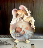 Seraphim Classics Gods Treasure Angel Baby Plate Figurine Art Collectible Stand Display Blessing Gift Christening Keepsake Nursery Decor