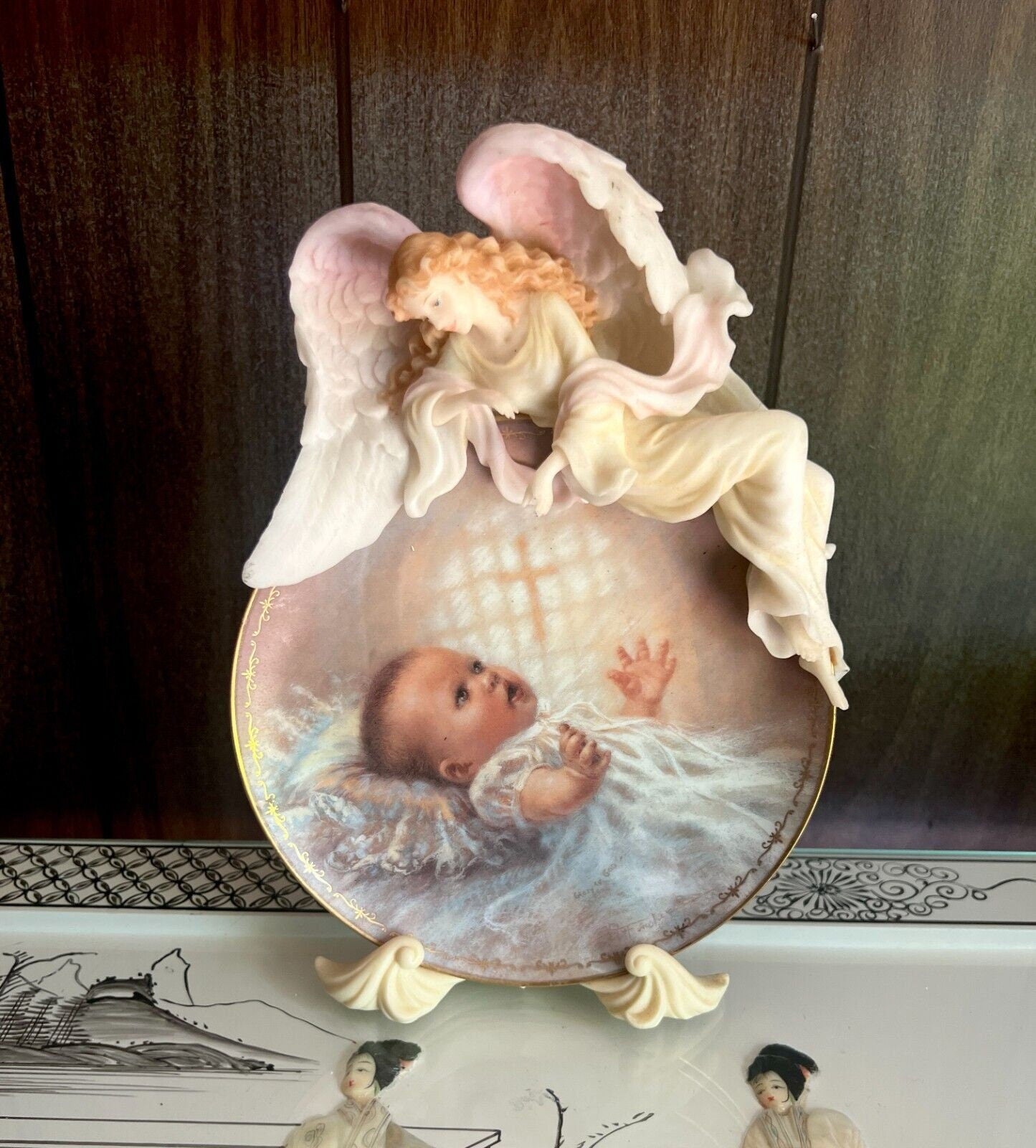 Seraphim Classics Gods Treasure Angel Baby Plate Figurine Art Collectible Stand Display Blessing Gift Christening Keepsake Nursery Decor