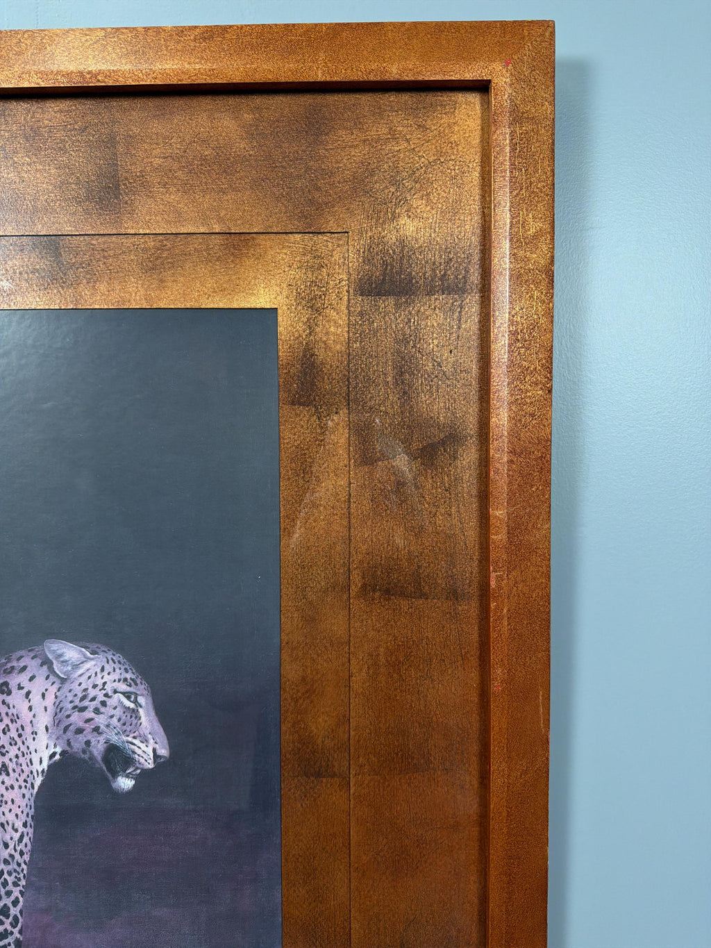Large Wood Framed Leopard Cheetah Wildlife Print, Big Cat Brown Animal Decor Art