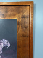 Large Wood Framed Leopard Cheetah Wildlife Print, Big Cat Brown Animal Decor Art