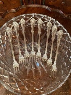 Vintage Silver Plated Dessert Fork Set Floral Rococo Style Elegant Table Decor Shabby Chic Party Cutlery Gift Idea Antique Look Unique Find