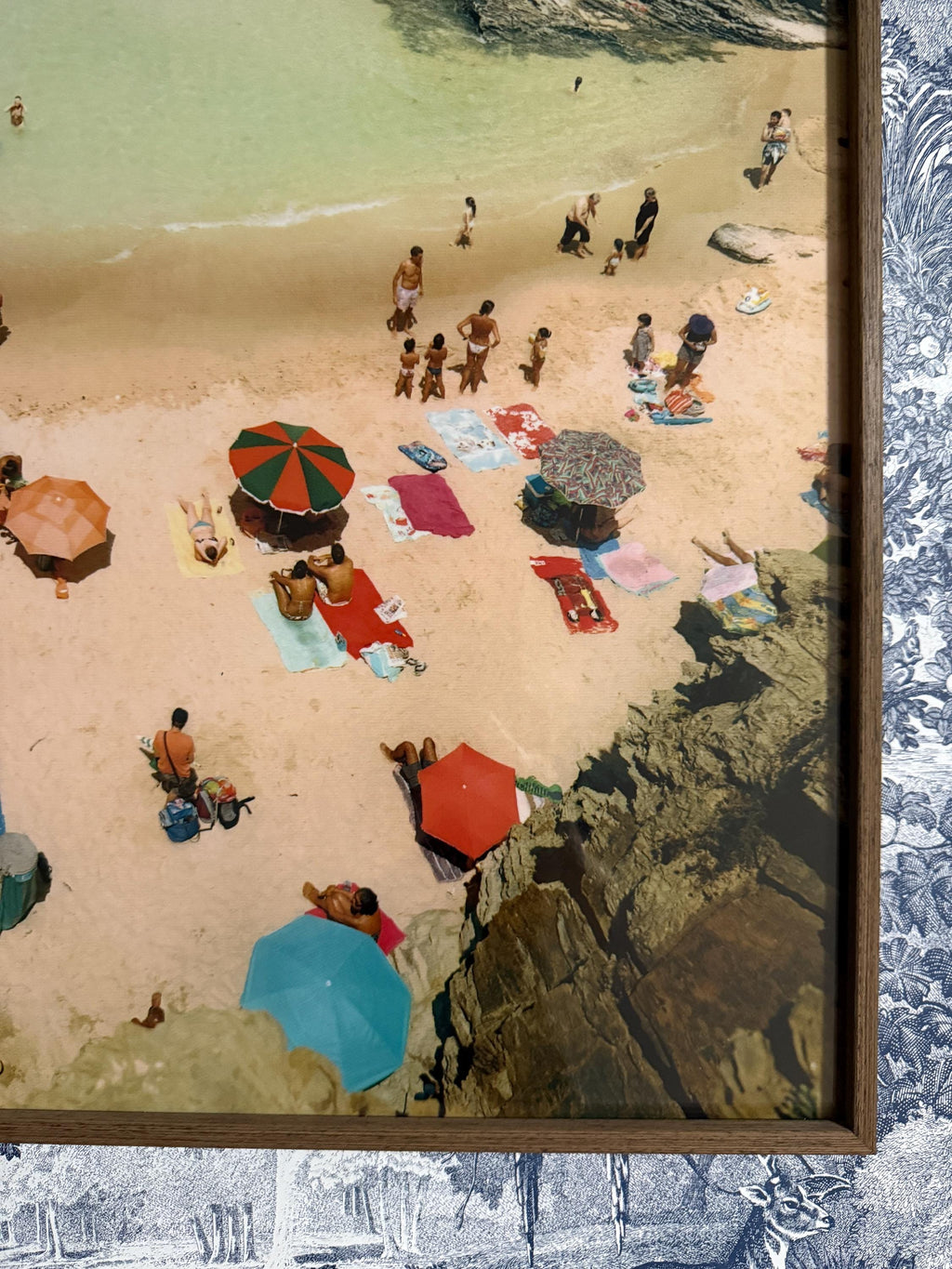 Colorful Beach Scene Framed Photo Print Aerial Coastal Ocean Photography Summer Umbrella Decor Beach Wall Art Under Plexiglass Wall Art