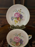 Vintage Royal Grafton Fine Bone China Teacup Saucer Set Pink Floral Gold Trim English Porcelain Afternoon Tea Display Collectible Elegant