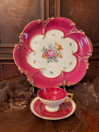 Vintage Hand Porcelain Floral Design Collectible Serving Plate  Matching Cup Saucer.Made in Germany