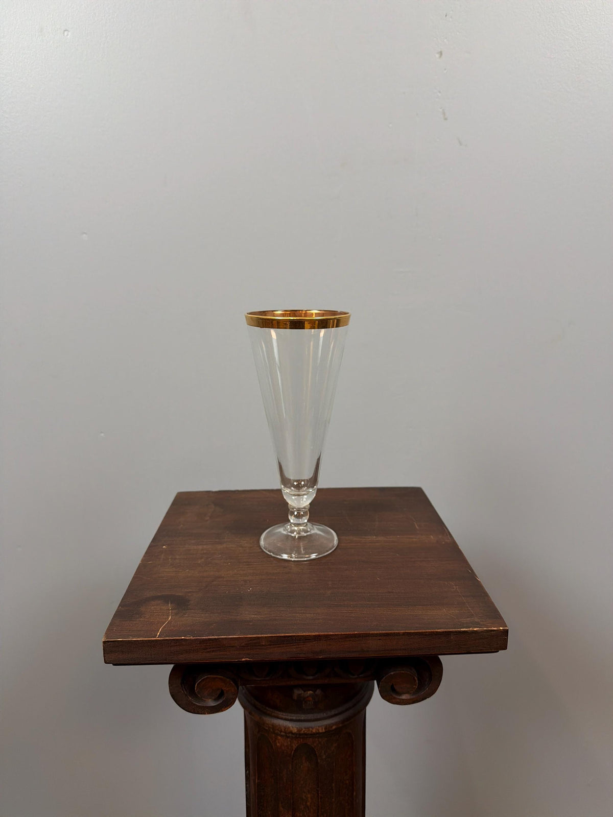 Vintage Gold Rim Champagne Flutes Set of 6 Clear Glass Tapered Mid Century Elegant Barware
