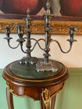 Antique Pair Silver Candelabra Five Arm Baroque Candle Holders Ornate Heavy Metal Candle Stand Classical Decoration Mantel Table Display