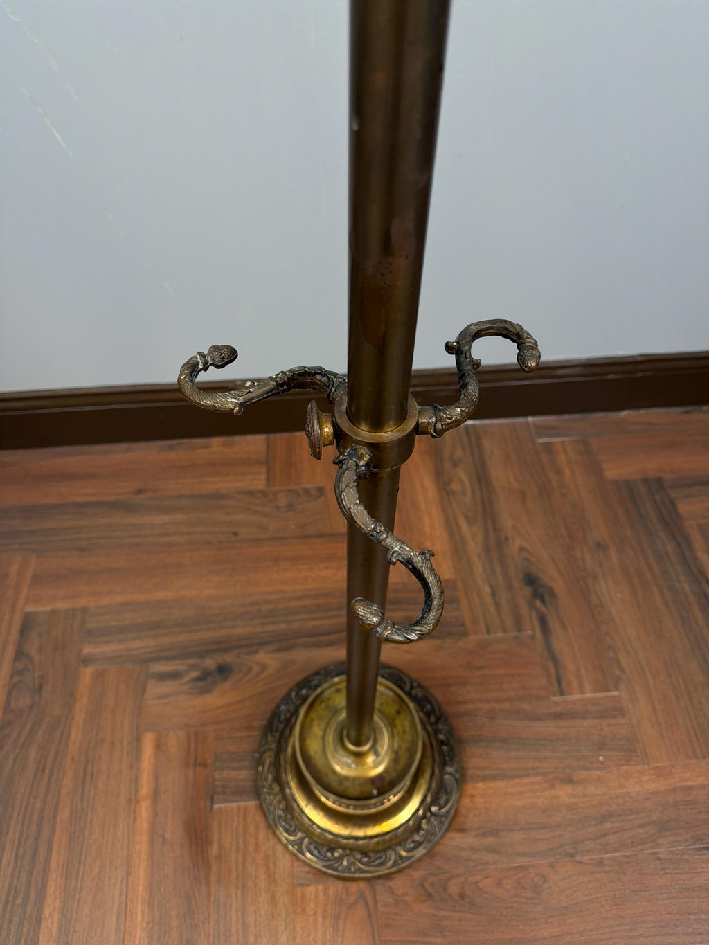 Antique Brass Rococo Revival Coat Stand | Ornate Victorian Entry Hall Tree