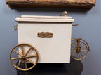 Vintage Ice Cycle Tricycle Ice Bucket Wine Cooler Bar Cart Brass & White Wood Barware