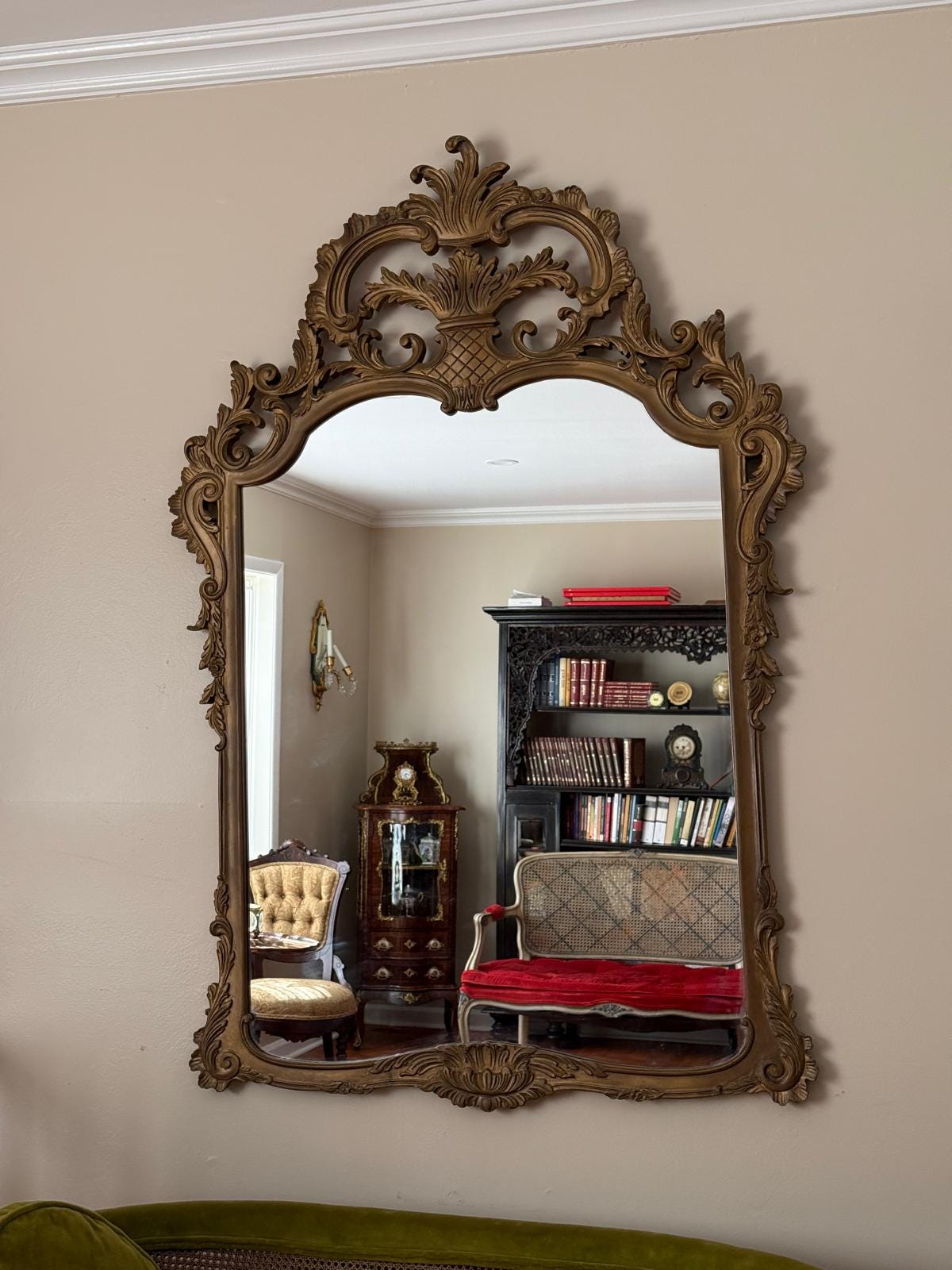 Vintage Ornate Wood Framed Mirror Baroque Style Intricate Detail Living Room Home Décor Elegant Decorative Wall Accent Classic Piece