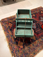 Antique Wooden Wagon Green Child Pull Wagon Primitive Farm Cart Rustic Farmhouse Decor Outdoor Planter