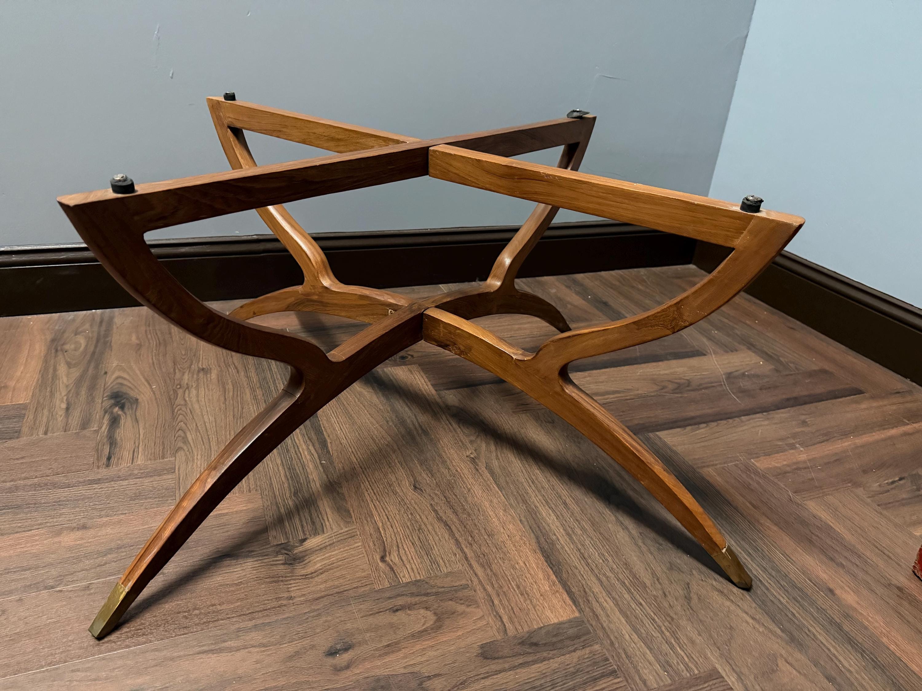 Vintage Brass Tray Table Folding Wood Base, Middle Eastern Moroccan Style Round Coffee Table