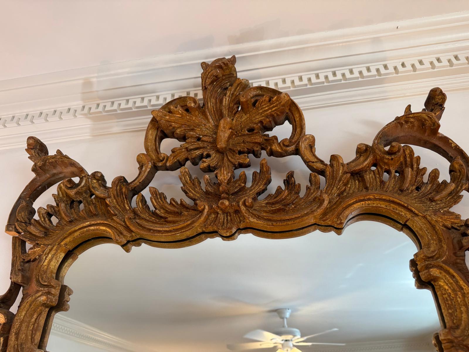 Antique Ornate Gilt Wall Mirror Rococo Baroque Gold Carved Wood Large Decorative Vintage Mirror Entryway Decor French Style Luxurious Mirror